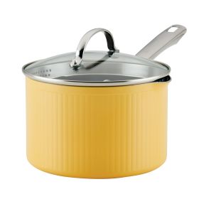 Style 3 Quart Nonstick Straining Saucepan with Tempered Glass Lid, Dishwasher Safe and Oven Safe to 500Â°F, Yellow