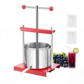1.6 Gal/6L Fruit Wine Press, 2 Stainless Steel Barrels, Manual Juice Maker