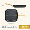 Forged Induction 11 Inch Ceramic Nonstick Square Grill Pan, Dishwasher Safe and Oven Safe to 500Â°F, Black