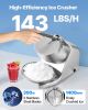 Ice Crusher Machine, 143lbs Per Hour Electric 2 Blades Snow Cone Maker, Stainless Steel Shaved Ice Machine with Bowl and Cover